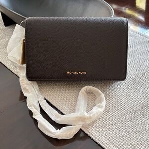 Michael Kors Dark Brown Leather Crossbody NWT